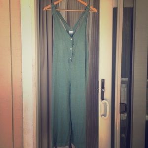 Seafoam Green Linen Sleeveless Jumpsuit S/M